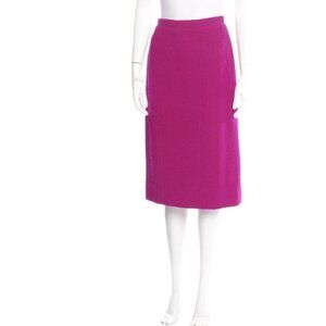 CHANEL Vintage Midi Hot Pink Tweed Pencil Wool Skirt Size 40 US 8 Barbiecore